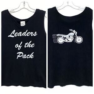 VTG Motorcycle Biker Chic Leader Of The Pack Black Tank Top Womens XL Made USA